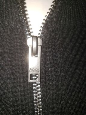 NWT. Banana Republic Black Metal Zipper Logo  Cotton And Nylon Cardigan. 2XL